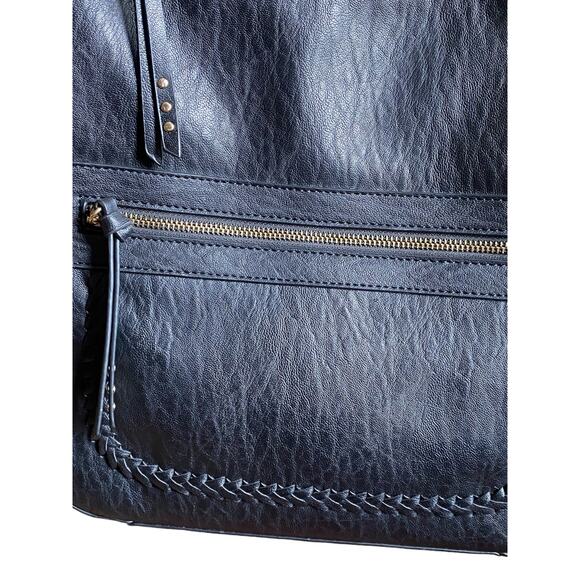 Jessica Simpson Handbag Shlder Tote Purse Blk Textured PVC Gold Chain studs - Picture 5 of 11